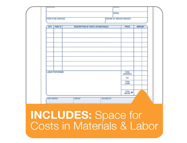 Adams Job Work Order Book, 3-Part Carbonless, 33 Sets, White 5-9/16″ X 8-7/16″
