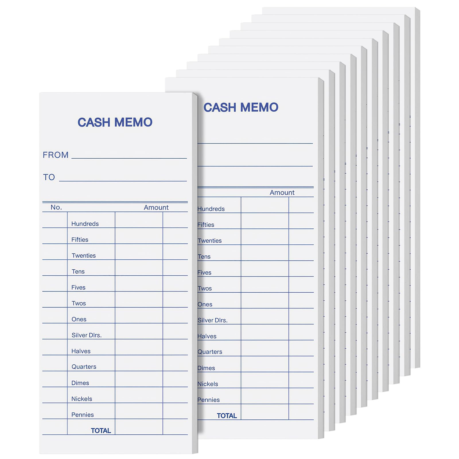 Eaasty 1000 Sheet Cash Memo 2.75 x 6.25 Inch Currency Coin Counting White