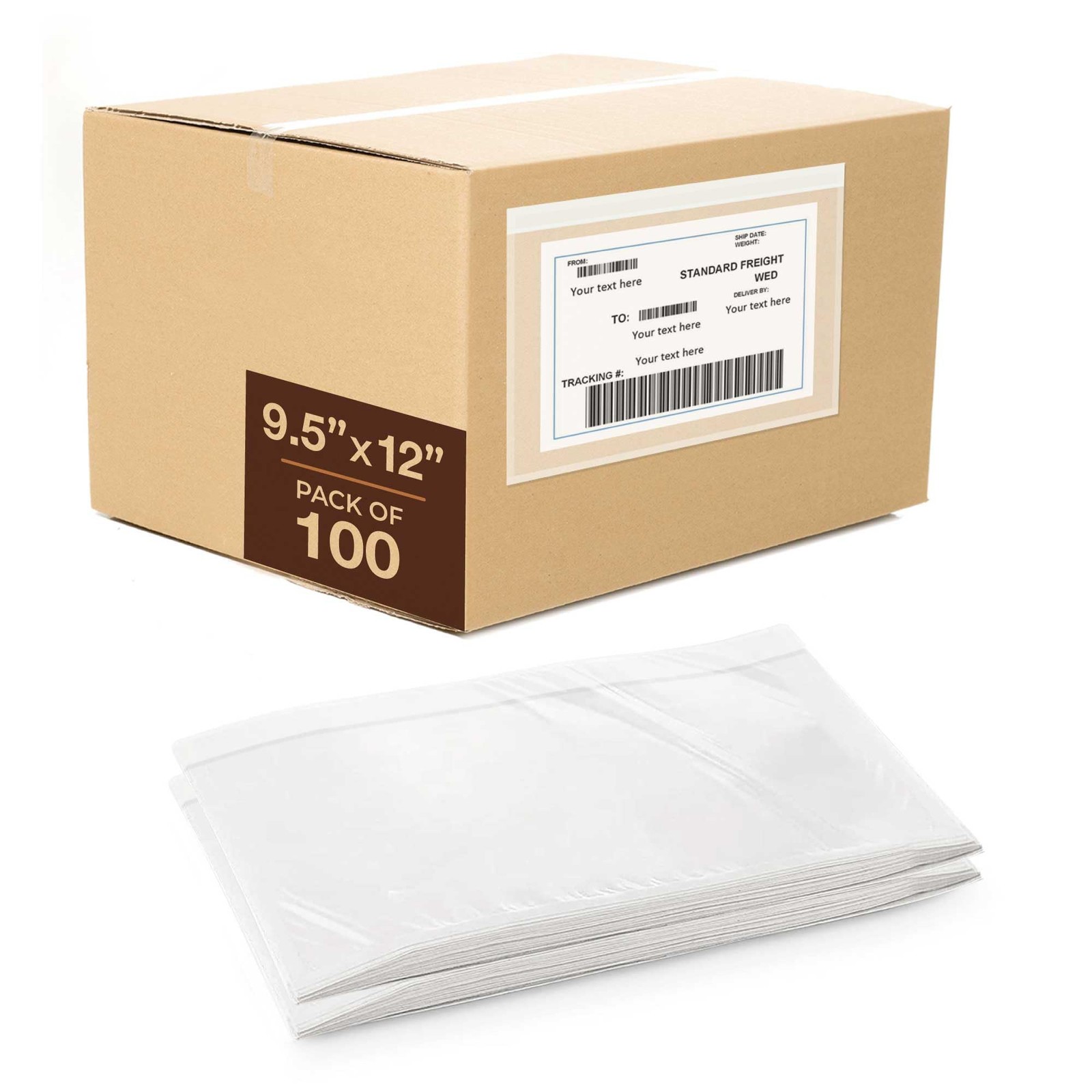 100 PCS 9.5×12 Inch Shipping Label Sleeves Adhesive Packing Slip Pouches Mat