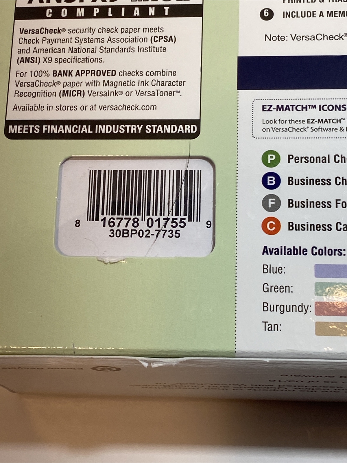 VersaCheck Security Business Check Refills 1500 Checks Form #3000