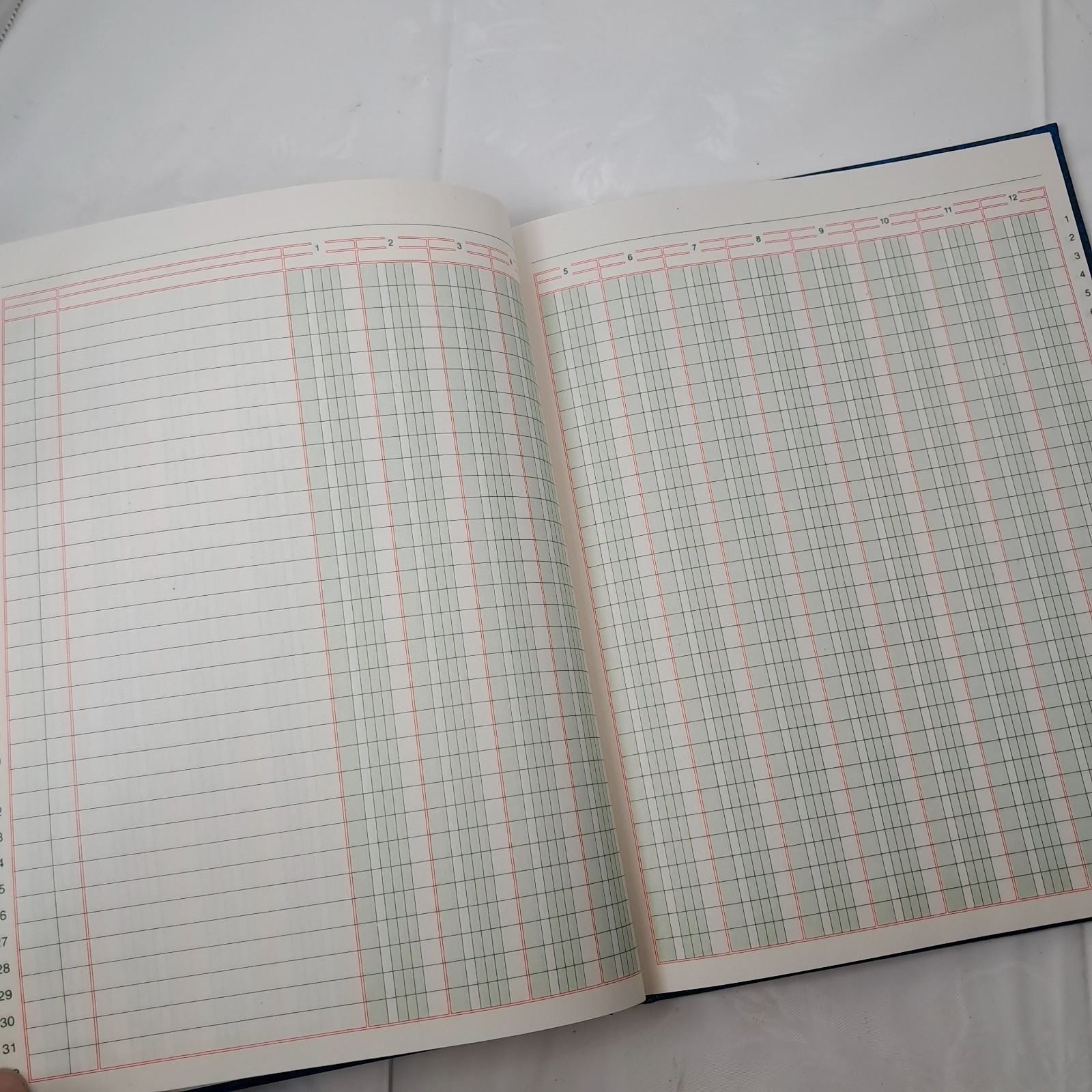 Vintage Stuart Hall Columnar Book 12 column executive blue marble bound notebook