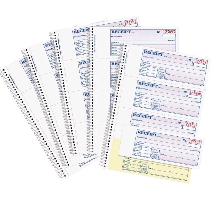 Adams Money and Rent Receipt Books, 2-Part Carbonless, 7-5/8 x 10-7/8, 5 Pack