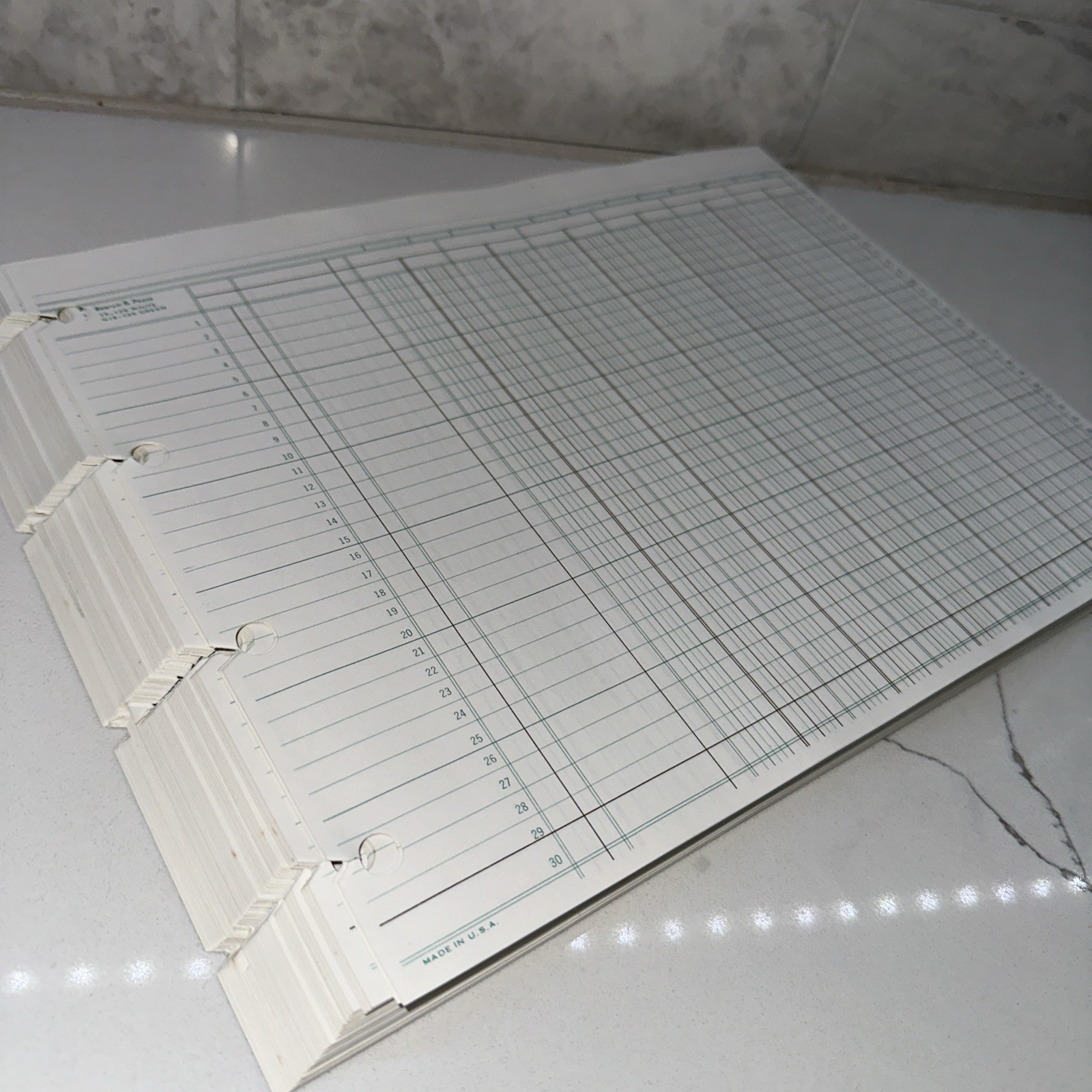 VTG~81 sheets~Boorum & Pease Esselte Columnar Accounting Ledger Sheets G15-20