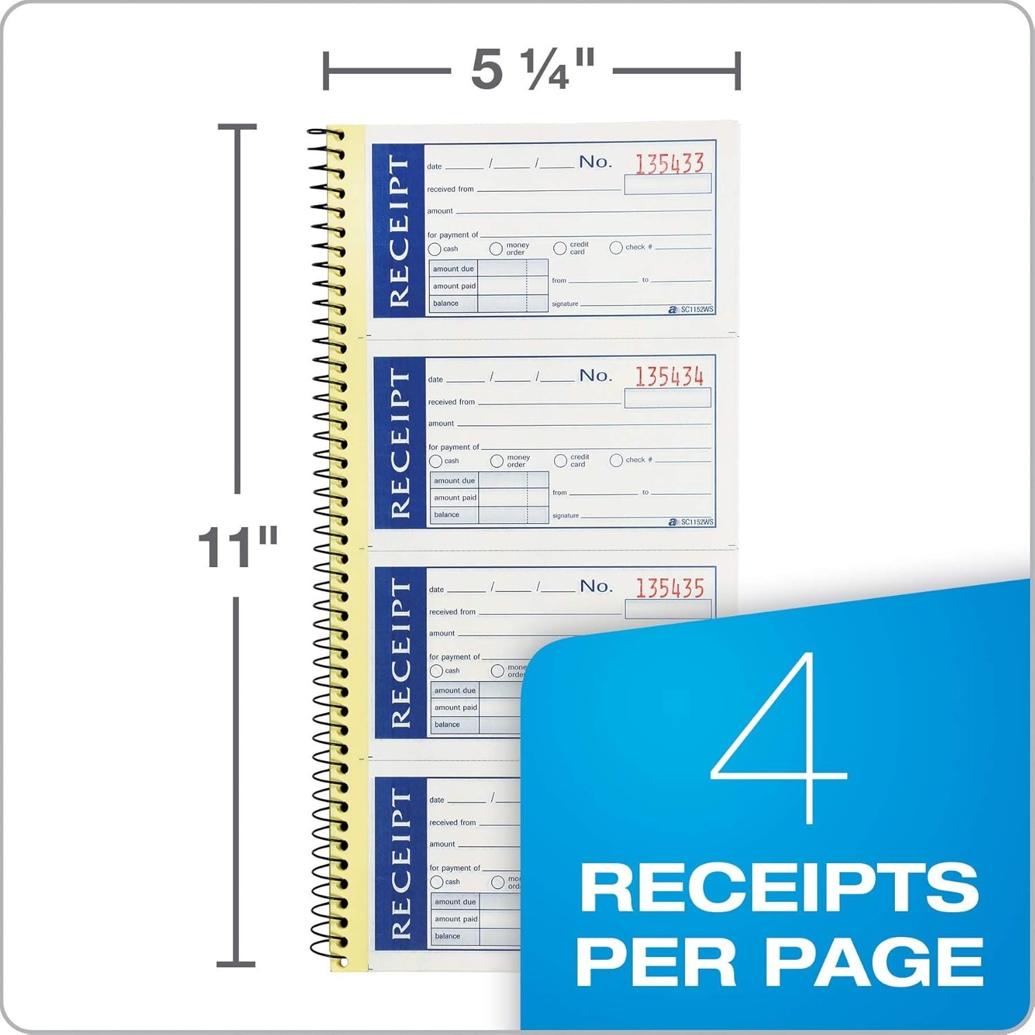 200-Set Write ‘n Stick Receipt Book – Carbonless, 5-1/4″ x 11″ for Easy Tracking