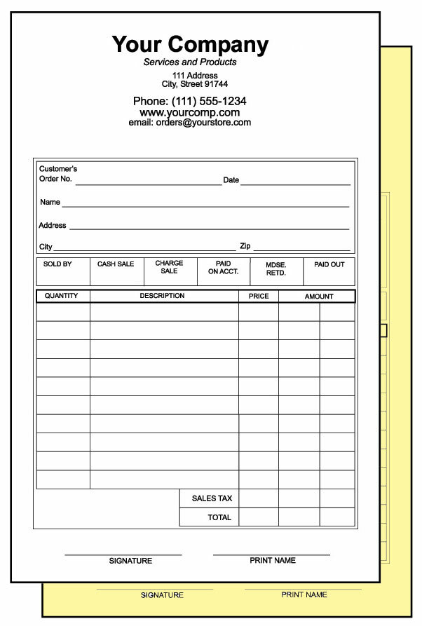250Qty 2-part Carbonless NCR Forms – Sales Receipts – Quality Invoices