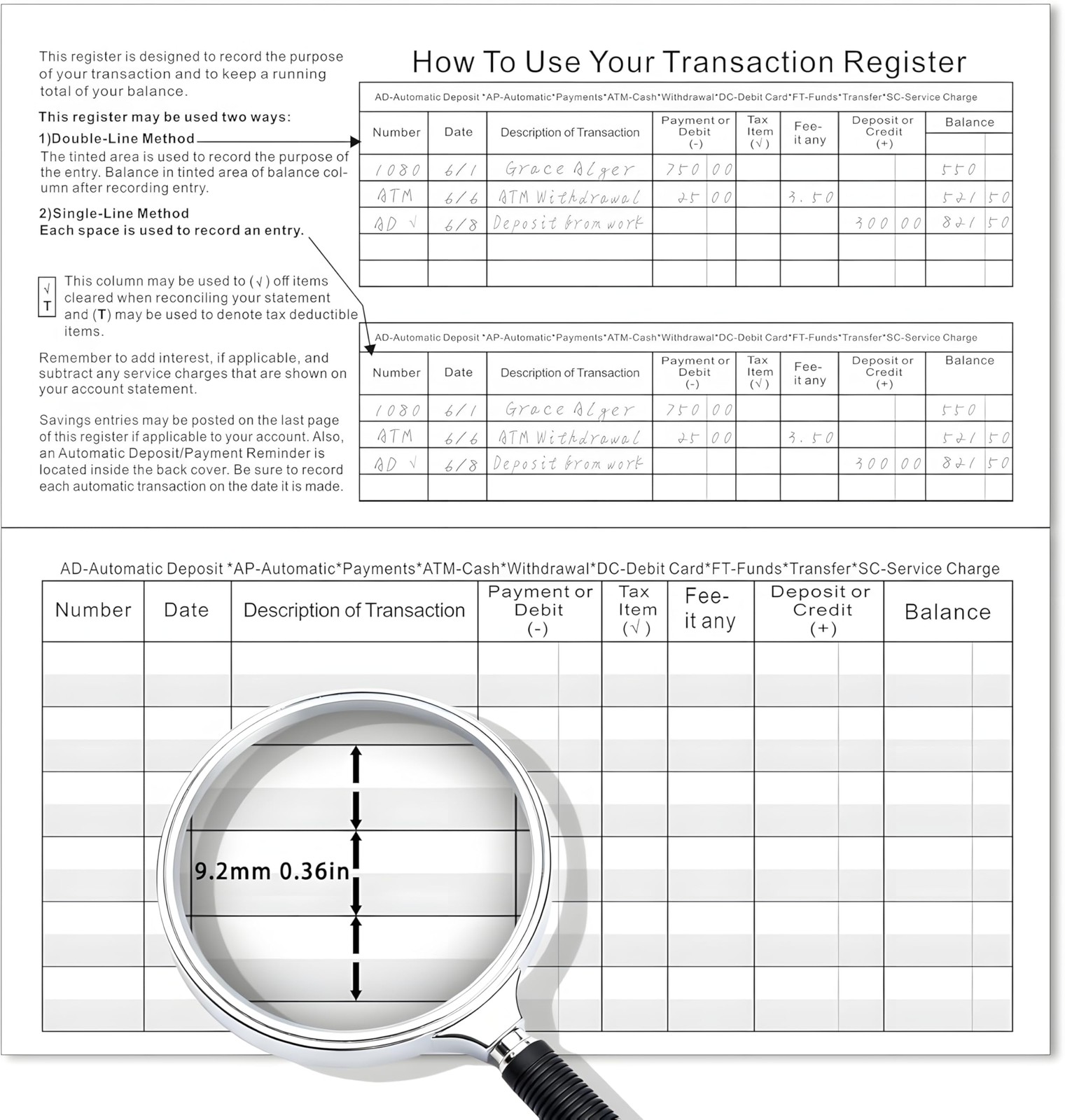12 Pack Checkbook Registers – 6″ x 3″ Blank Ledger Transaction Registers for …