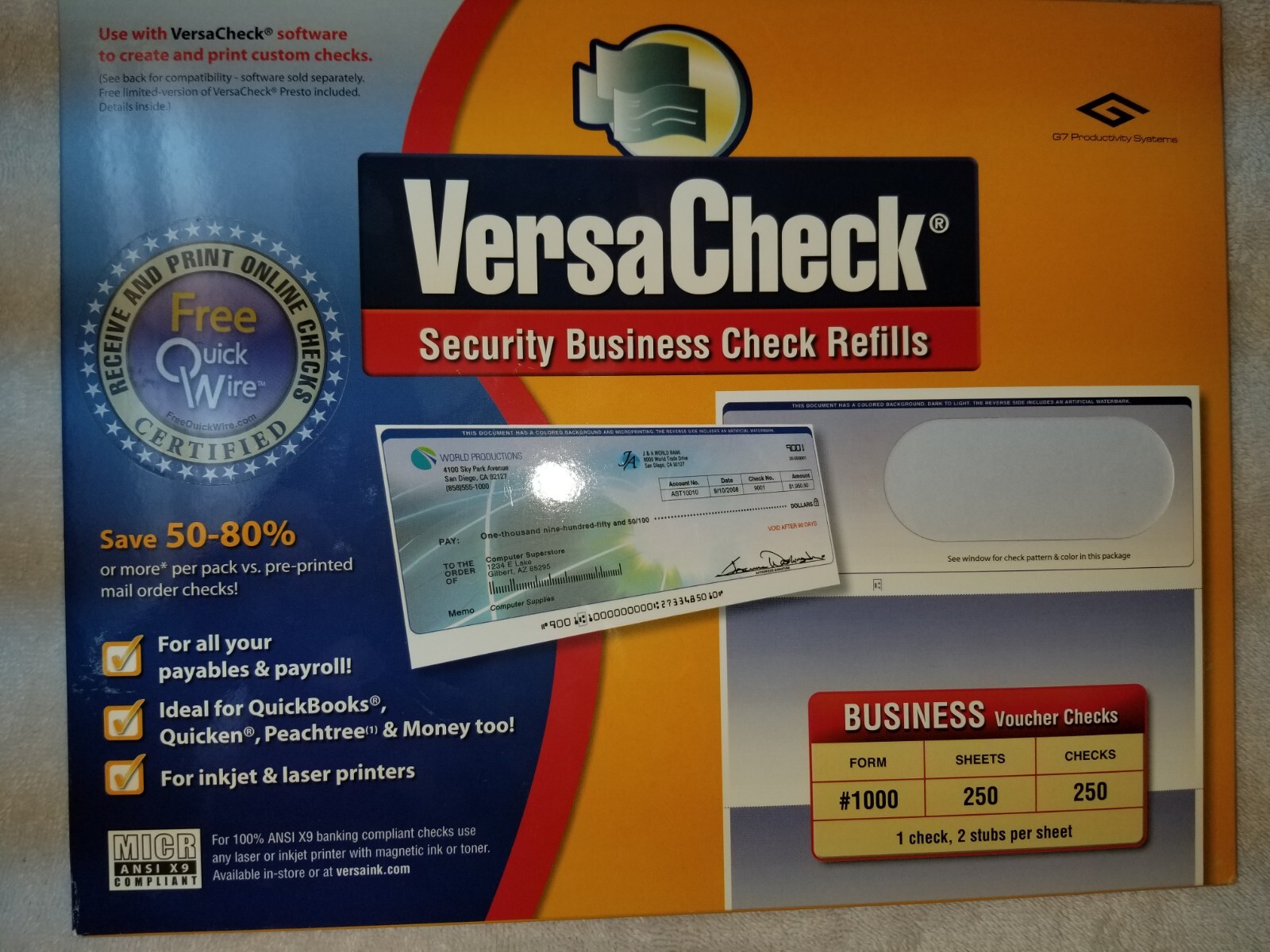 VersaCheck Security Business Check Refills