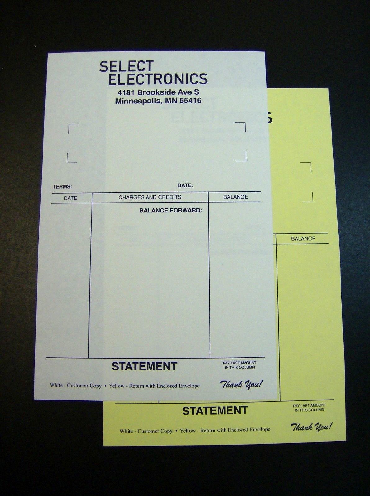 Printed 2-Part Carbonless Forms 8.5″ x 5.5″ Custom 1-side NCR Sets, black ink