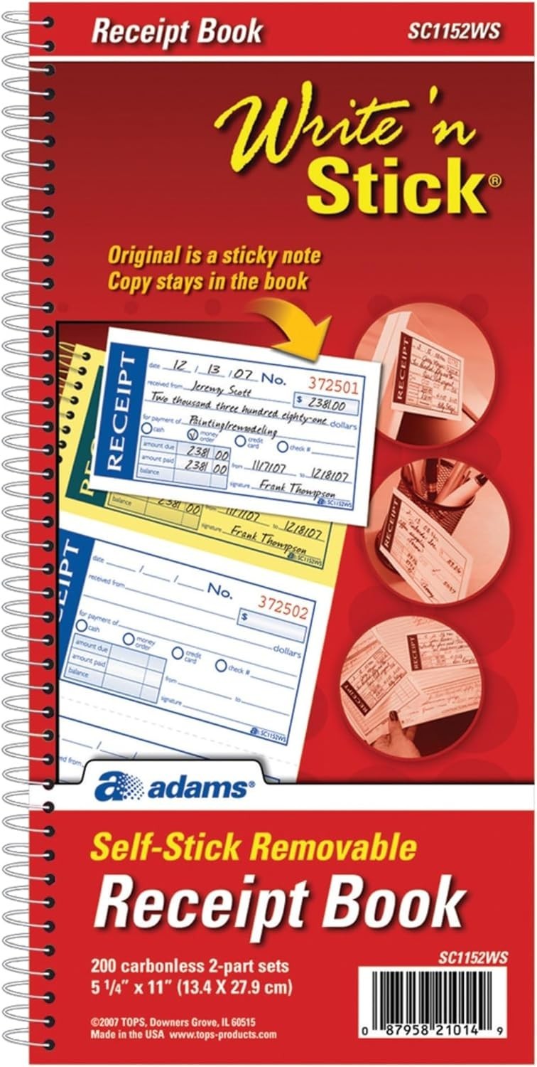 2-Part Carbonless Receipt Book with Peel & Stick Functionality – 5-1/4″ x 11″