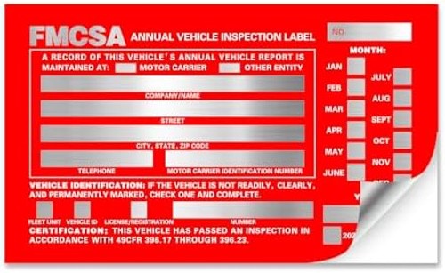 Annual Vehicle Inspection Report Form with Red Exterior Aluminum Inspection L…