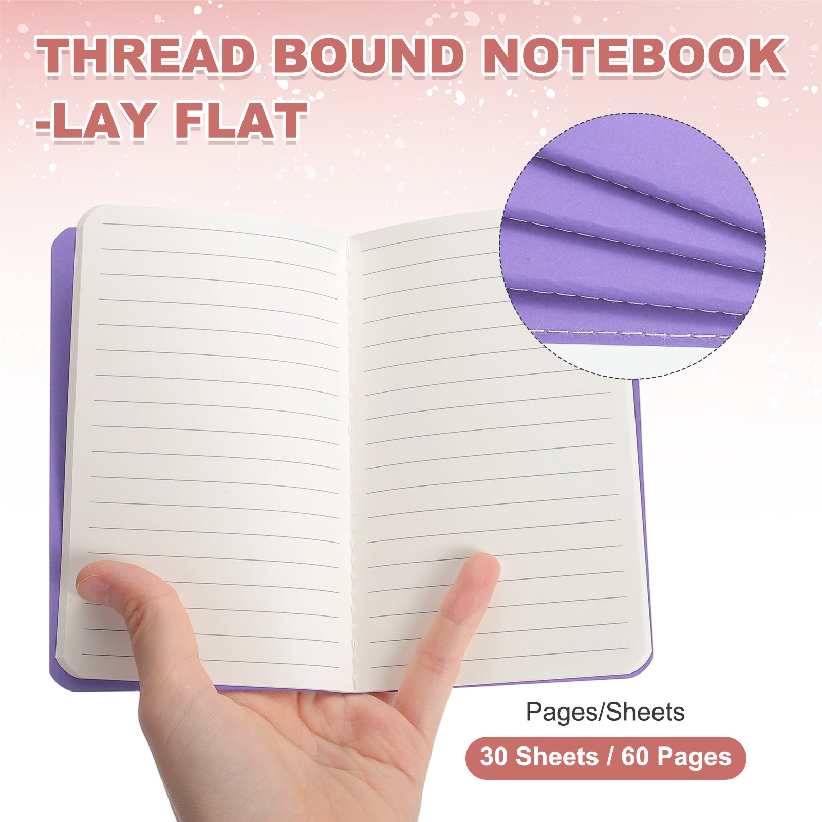 5 Pack A6 Notebook, A6 Journal Mini Notebook Pocket Kraft,Purple