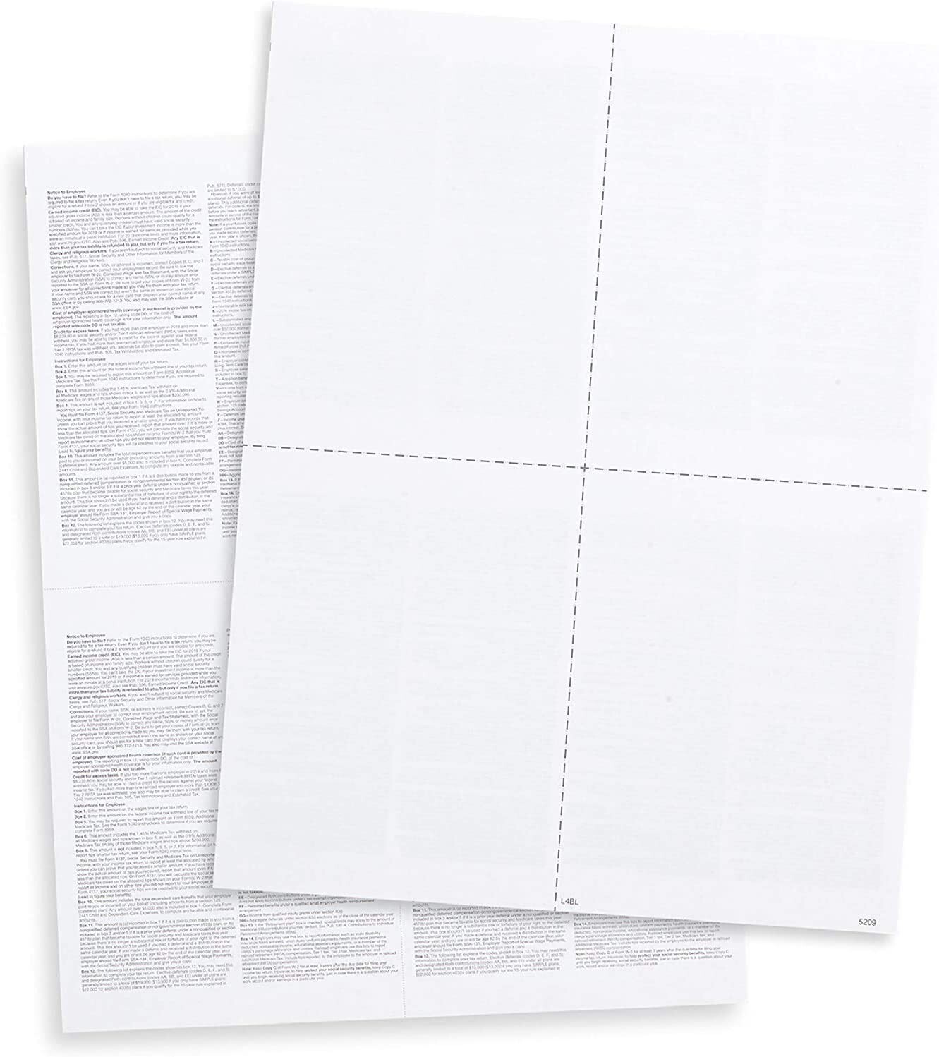 (1 Pack – 100 Sheets) Tops W-2 4-Up Employee Tax Forms