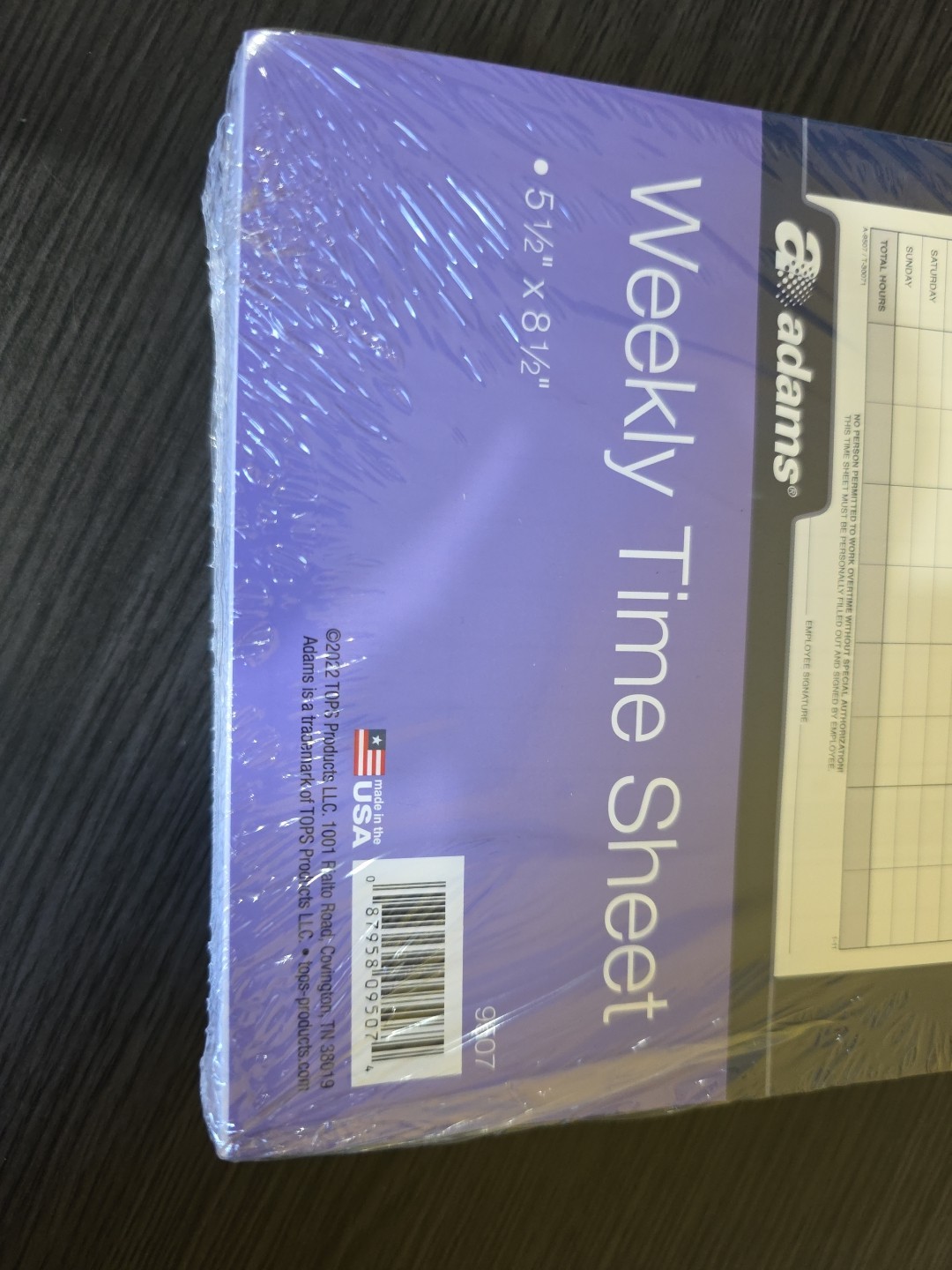 New Adams Weekly Time Sheets 9507ABF 5.5″ x 8.5″ Blue/White 2 Pads of 100 Sheets
