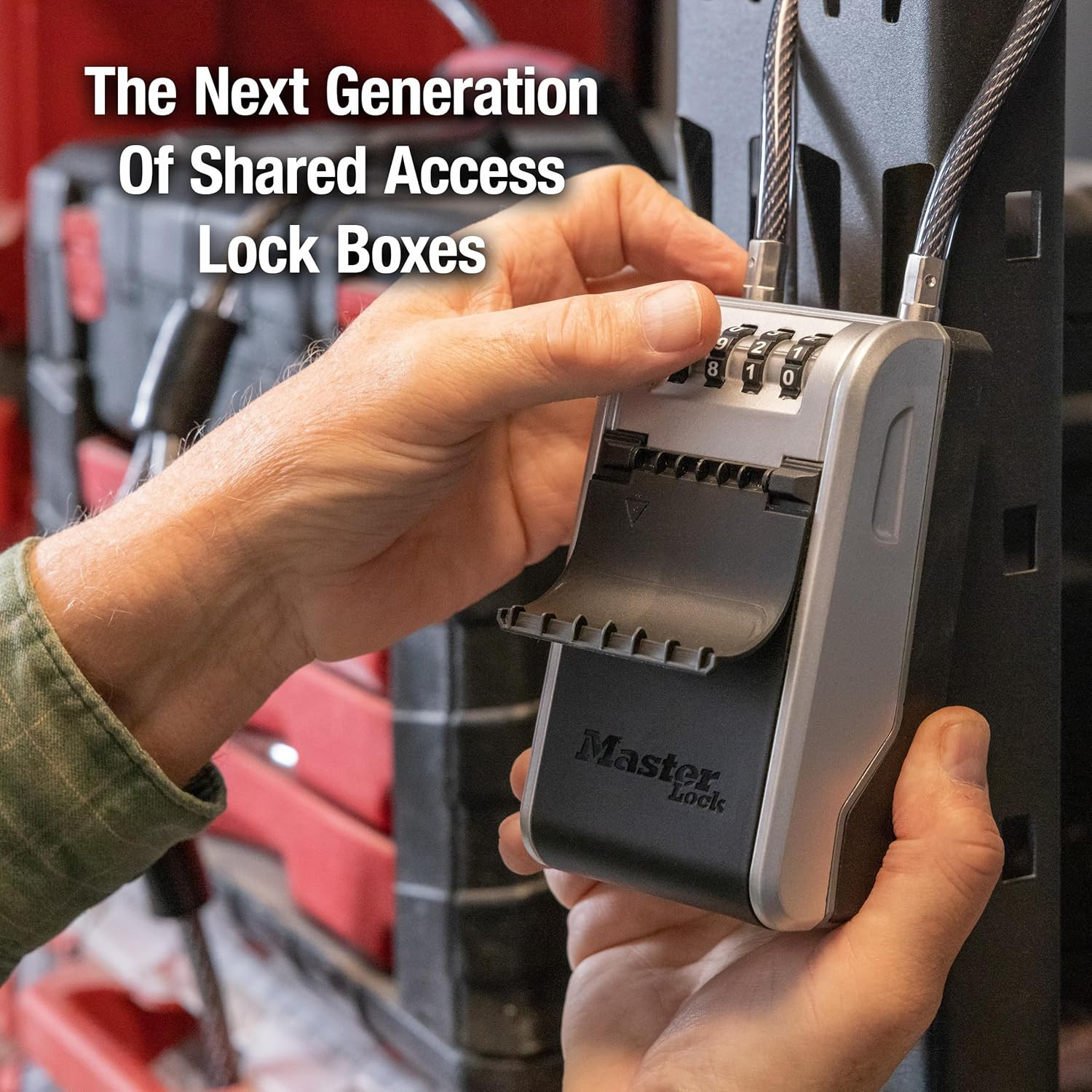 Secure High Capacity Key Lockbox with Combination Dial & Removable Cable