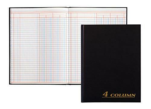 Adams Account Book, 4-Column, Black Cloth Cover, 9.25 x 7 Inches, 80 Pages Per
