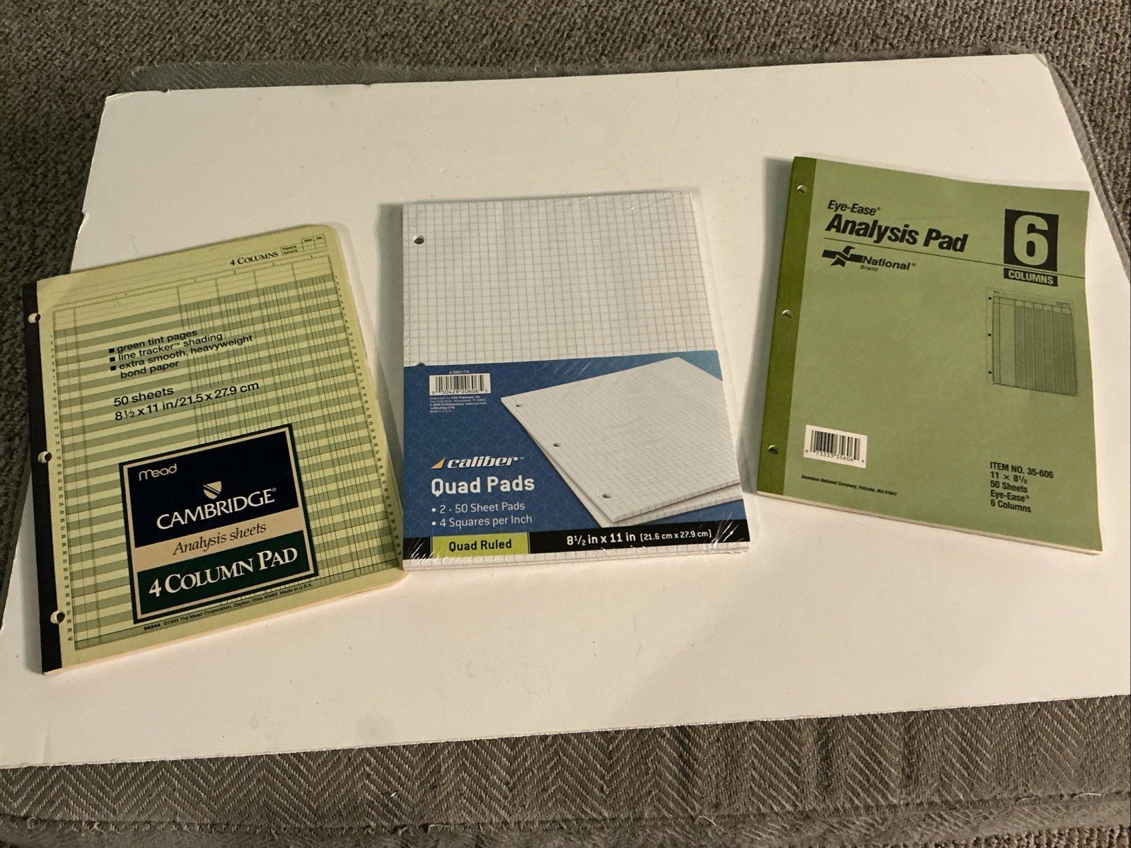 Vintage Accounting Column Pads (49, 47 Sheets), 2 50 Sheet Graph Paper Pads 1120