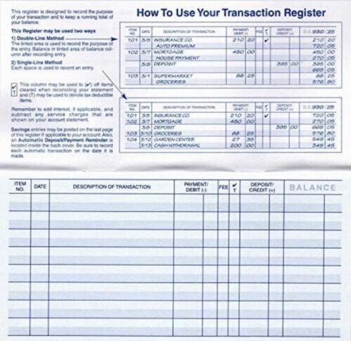 12 Check Book Ledger Transaction Registers Log for Personal or Business NEW