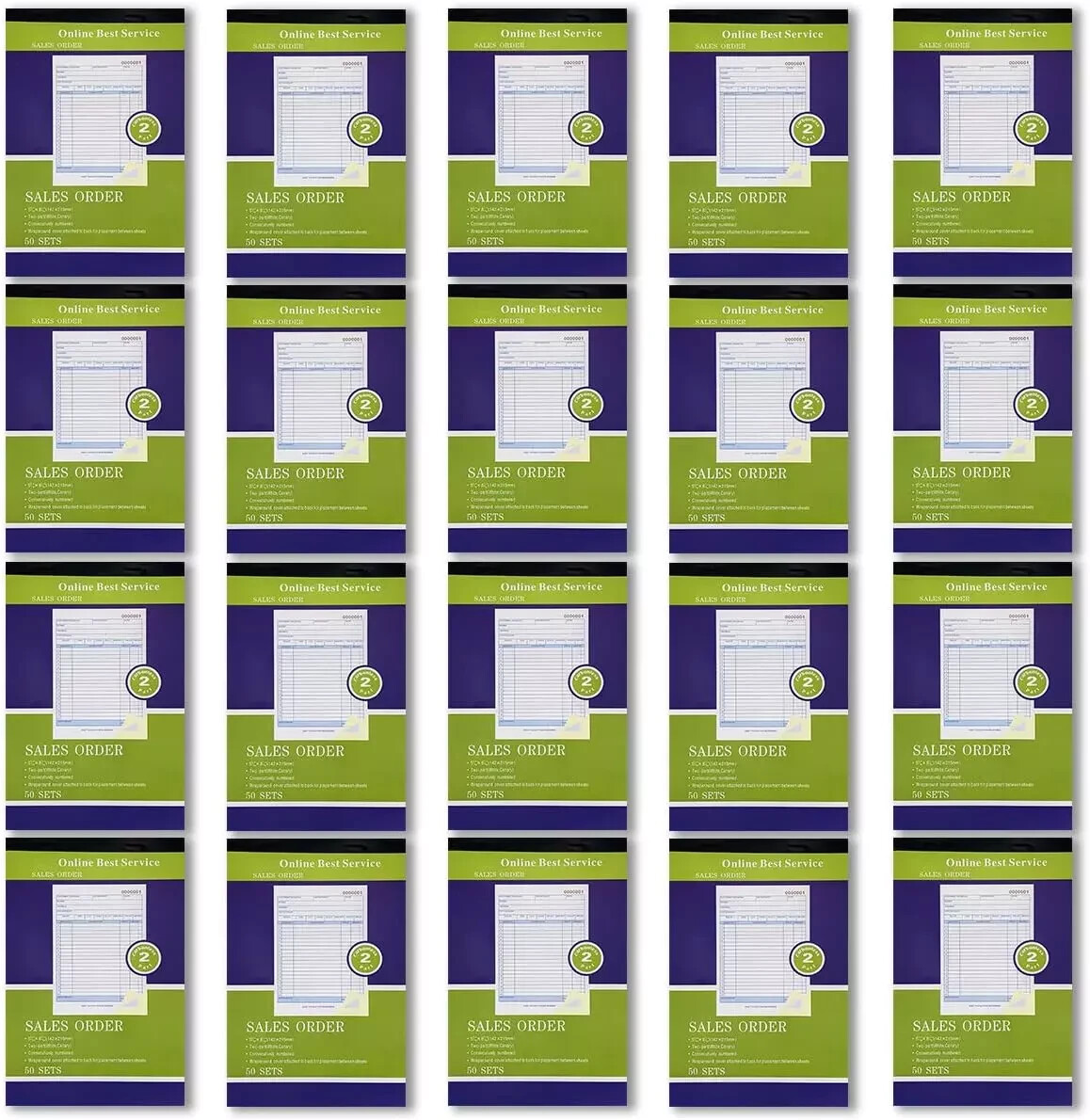 20Pk Sales Order Book 5.5X8.5 50 Sets W/Duplicate Carbon Copy Receipts
