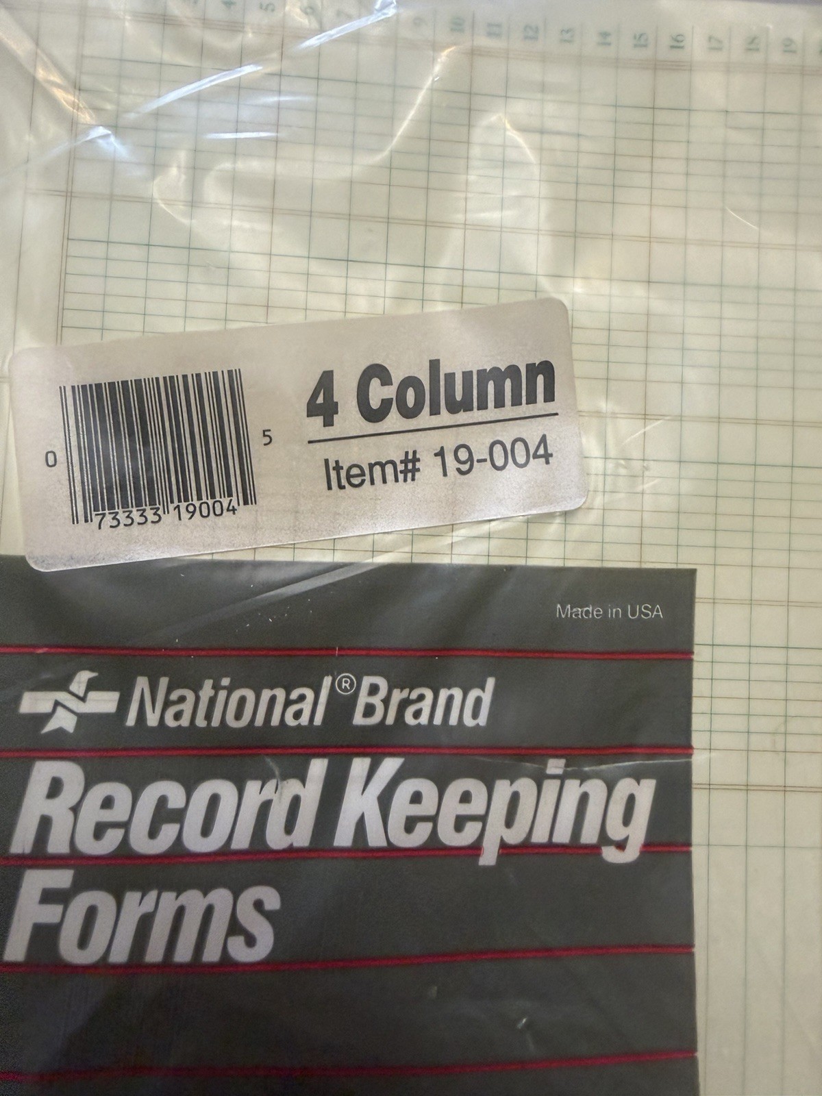 National Brand 4 Column Record Keeping Forms 9-1/4 x 11-7/8″ 100 Sheets 19-004