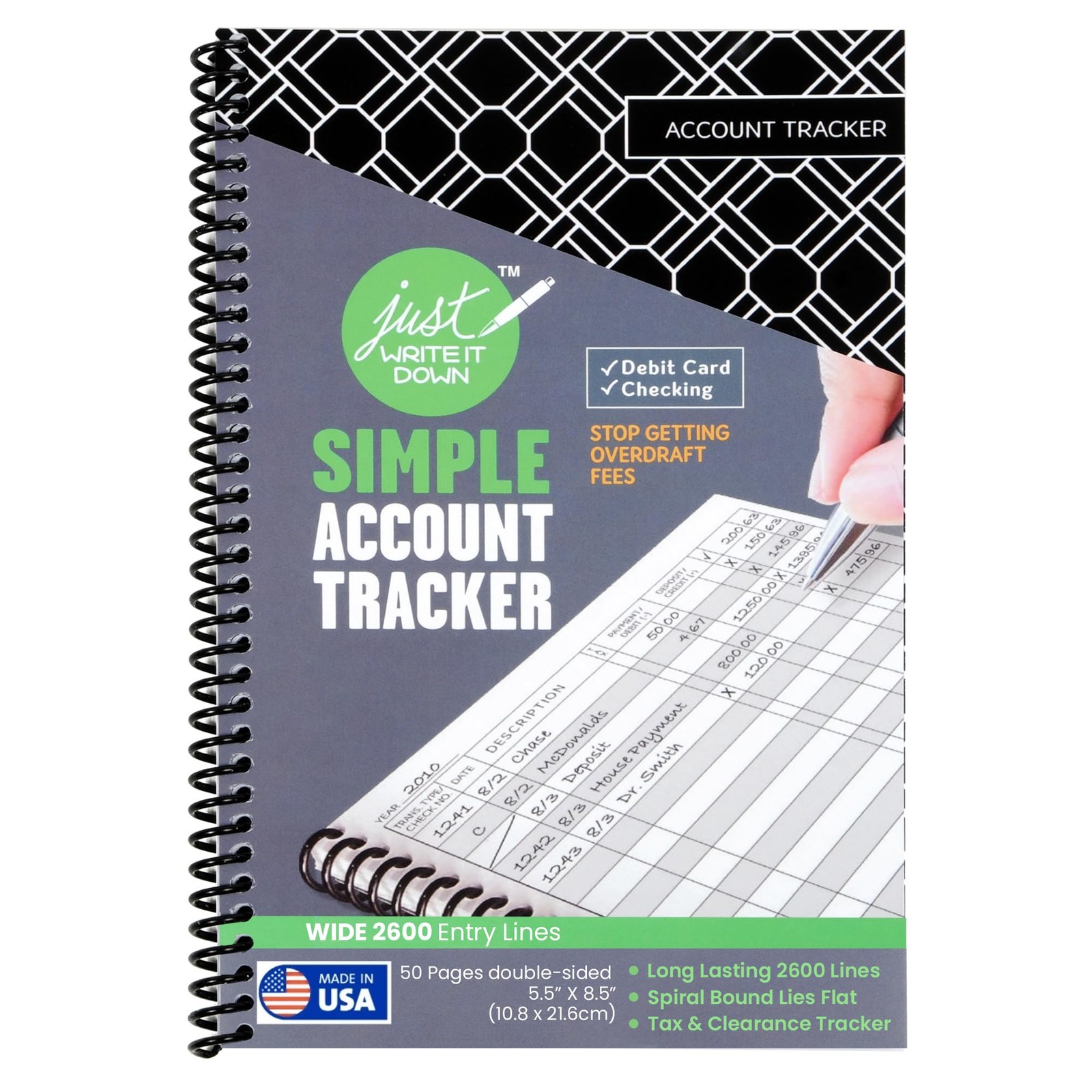 ‘s Premium Check Book Register & Debit Card Ledger Notebook Checking Account…