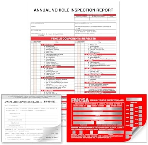 Annual Vehicle Inspection Report Form with Red Exterior Aluminum Inspection L…