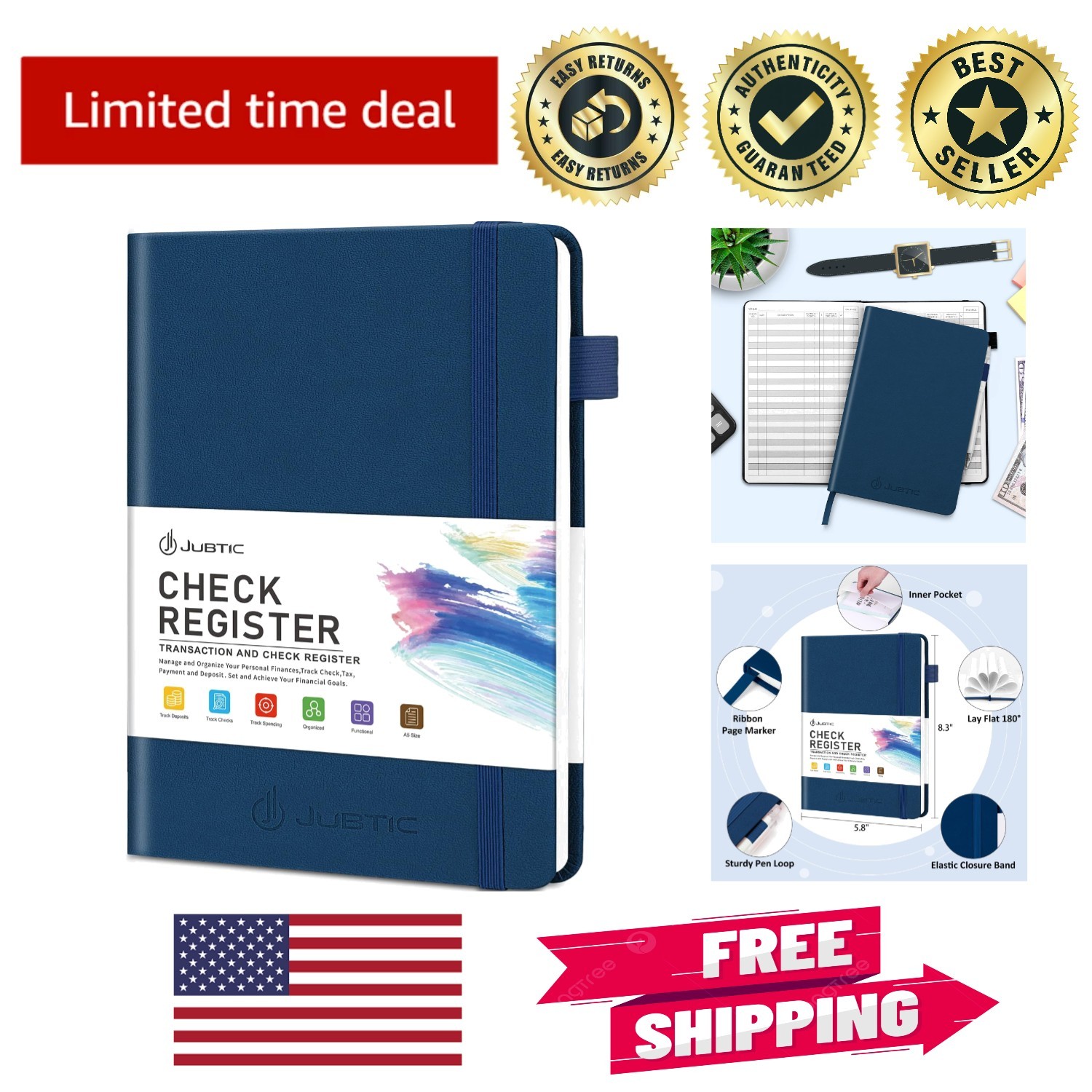 Compact A5 Check Register with Ample Space – Ideal for Budgeting and Finances