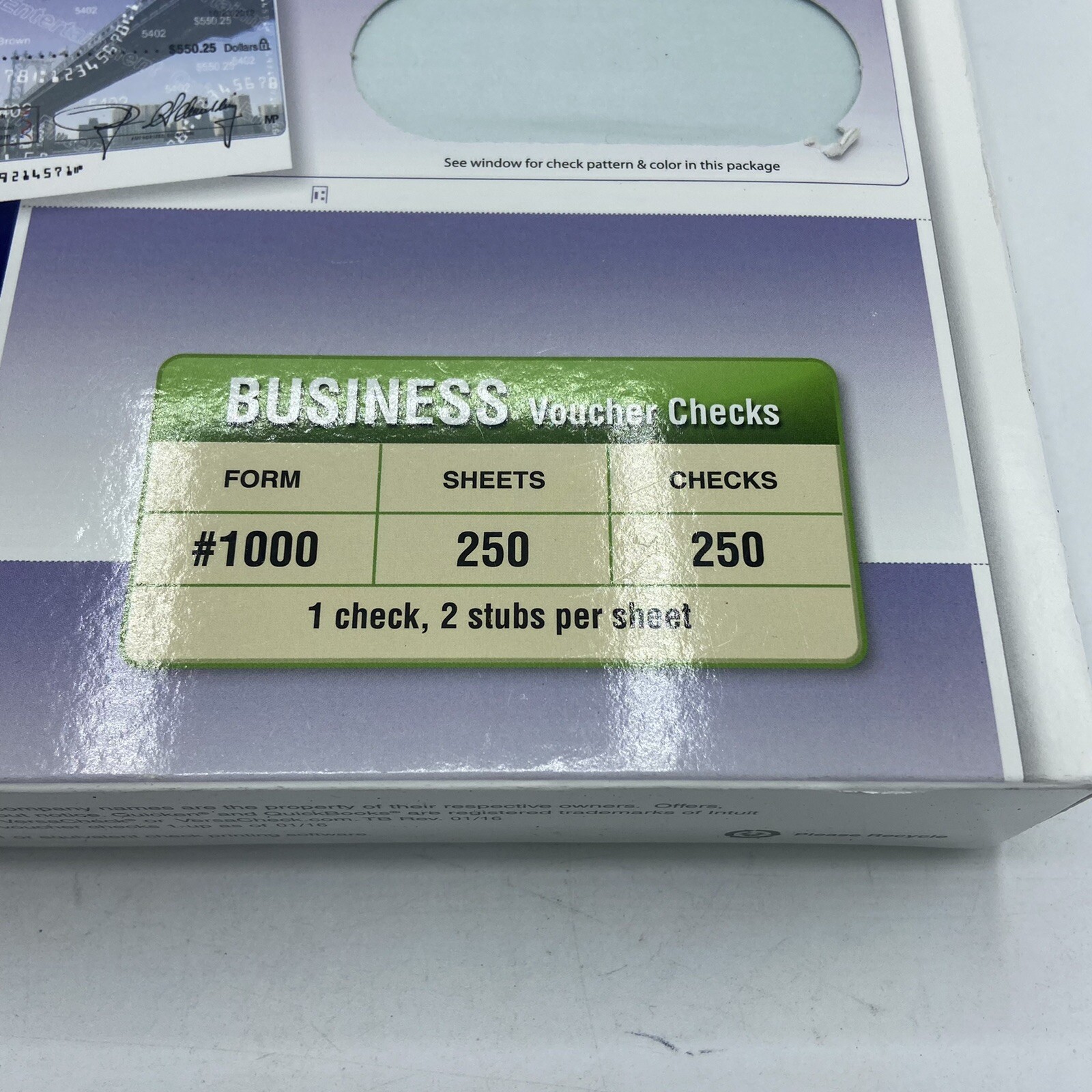 VersaCheck Security Business Check Refills Form #1000 Voucher – Blue – 250 Sheet