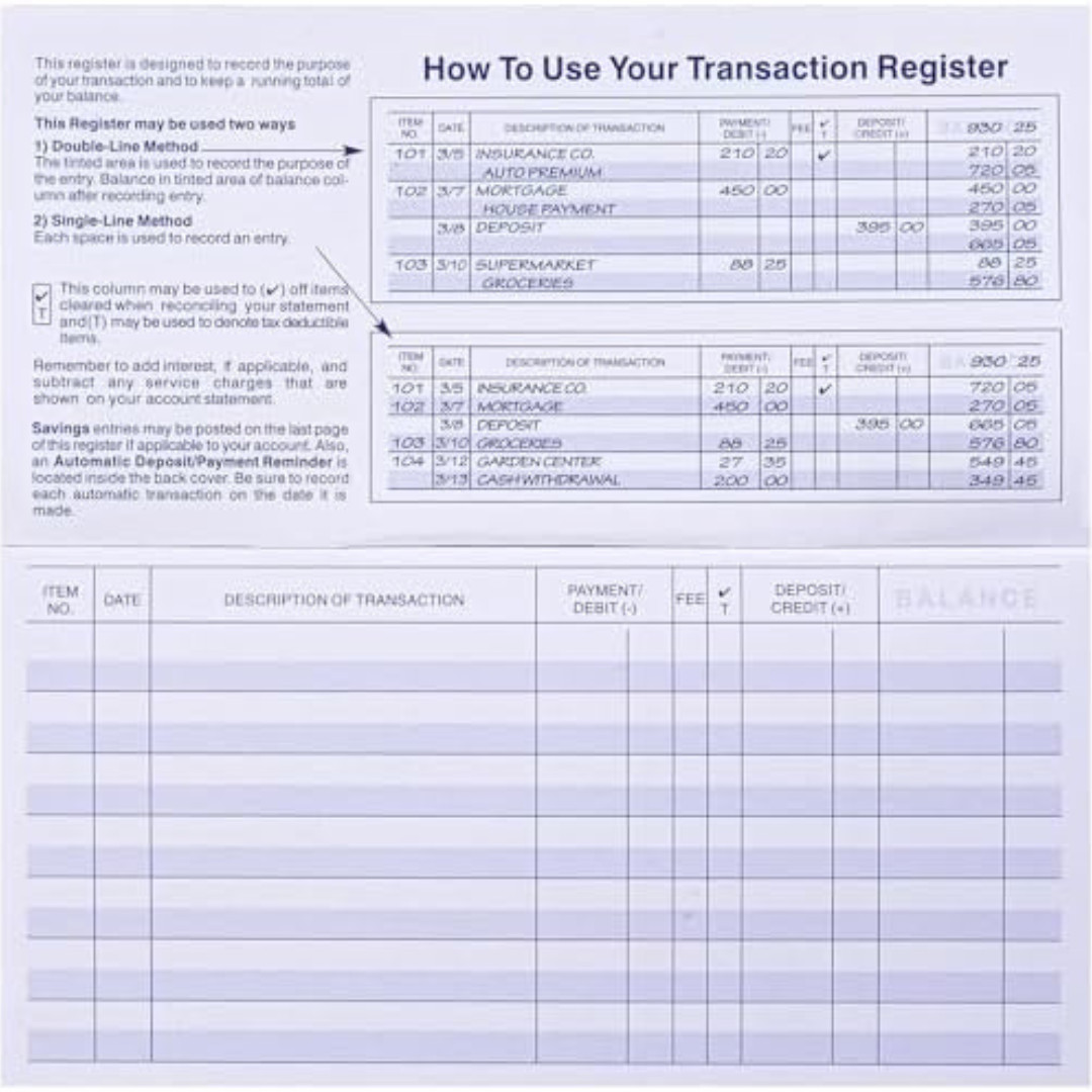 24 PCS Check Registers for Personal Checkbook, Easy to Read Checkbook Register