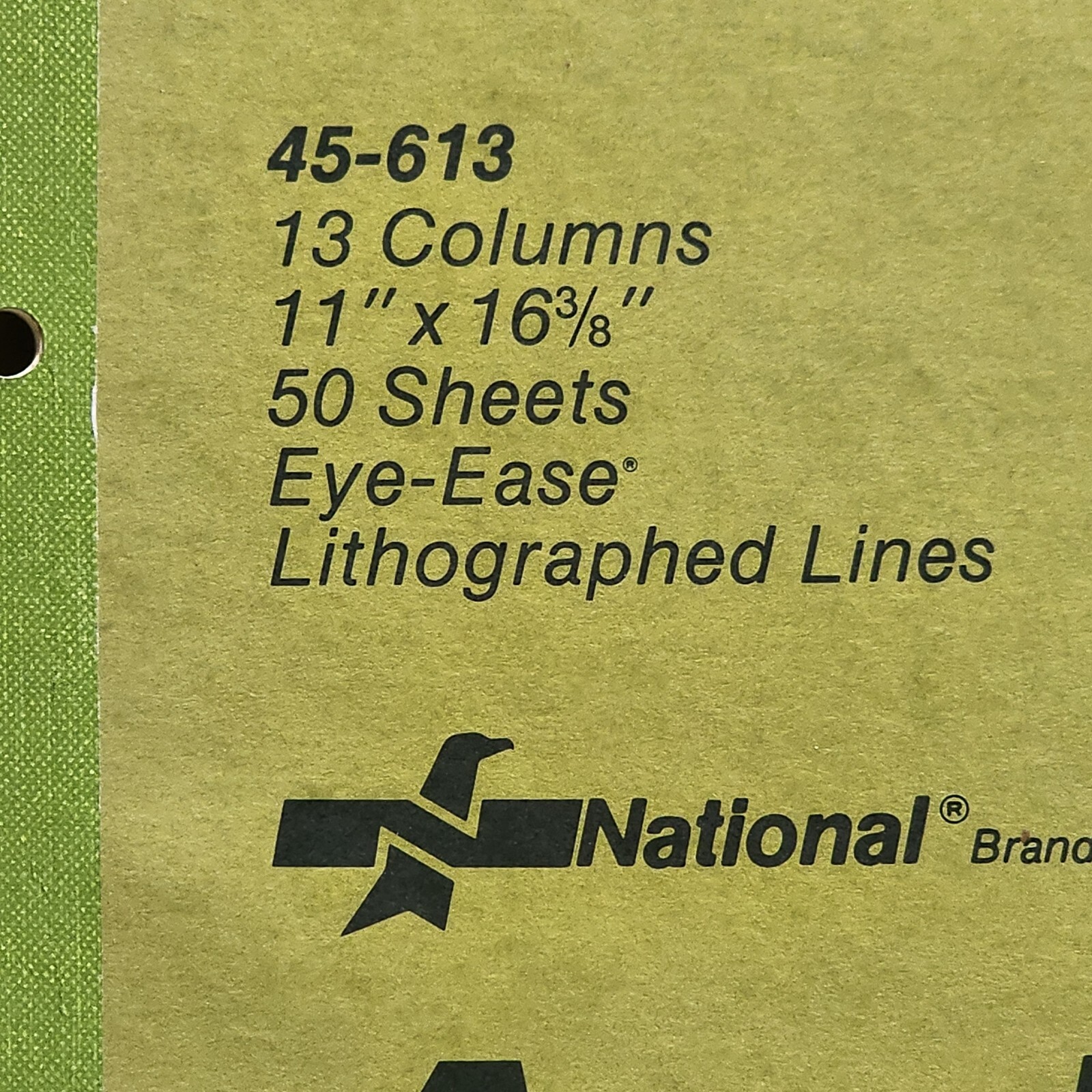 3 Pack NATIONAL Analysis Pad 13 Column Green Paper 11 X 16 3/8 100 Sheets 45-613