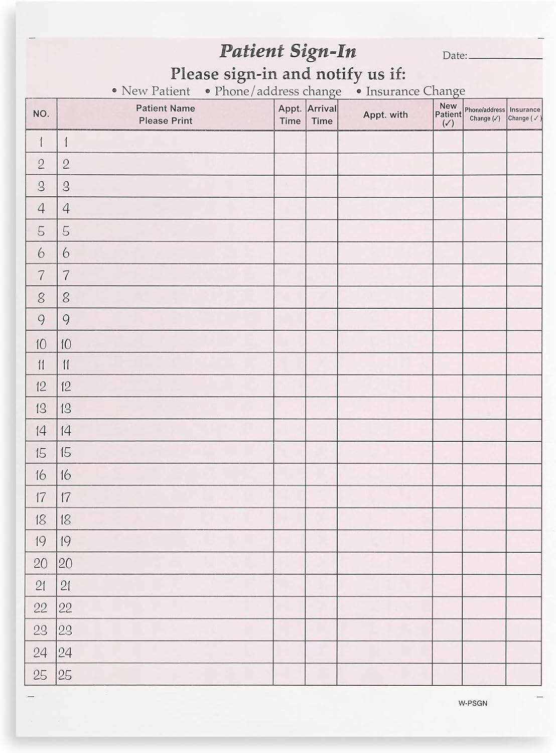 125 Pack HIPAA Compliant Patient Sign-In Sheets with Adhesive Labels, Burgundy
