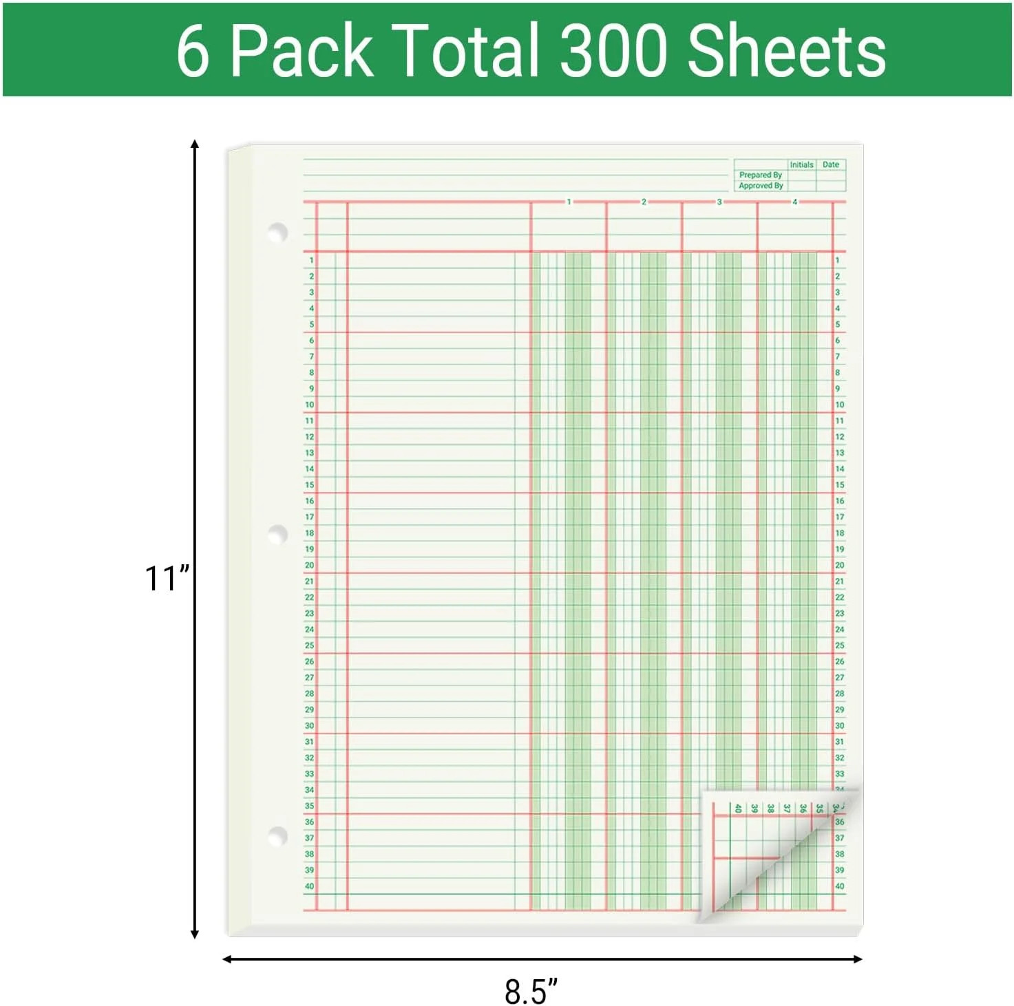 300 Sheets Columnar Analysis Pads 4 Column Accounting Paper, 8.5X11 Inch Ledger