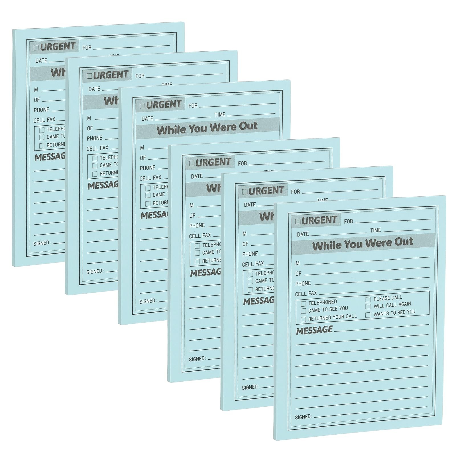 PATIKIL 6 Pack While You were Out Message Pad, 4.25 x 5.5 Sticky Notes Blue