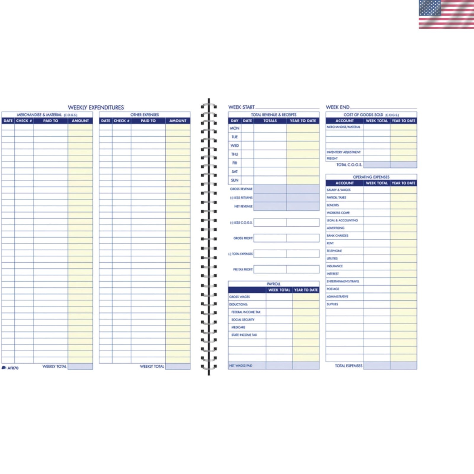112-Page White Financial Tracking Notebook – 8.5 x 11 Inches Weekly Planner