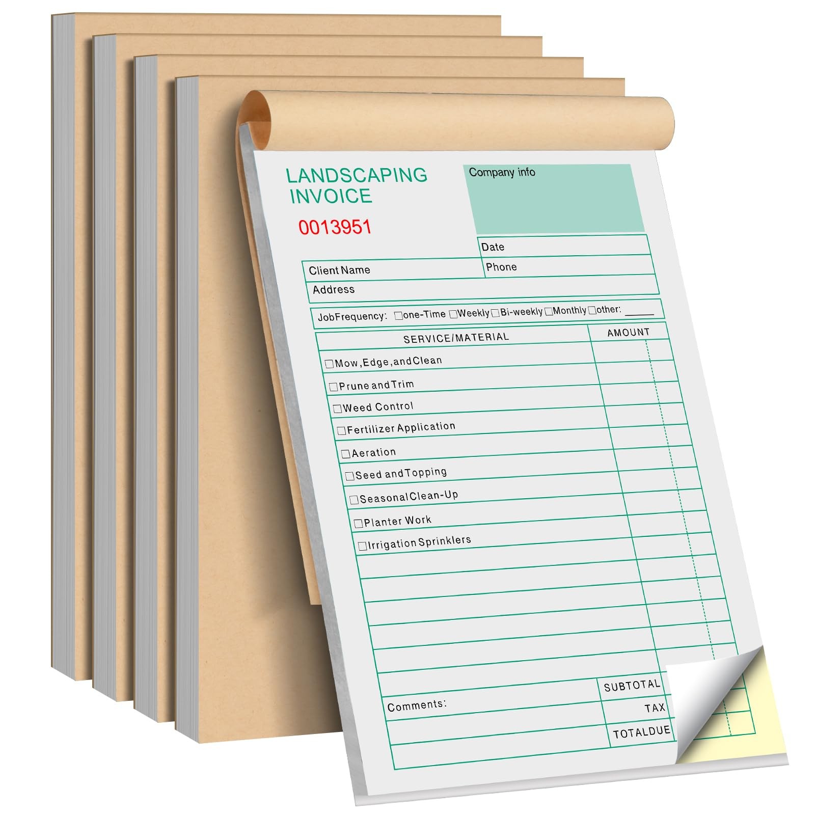 5 Packs Garden Service Invoice Book,2-Part Carbonless Garden Invoice Receipt …