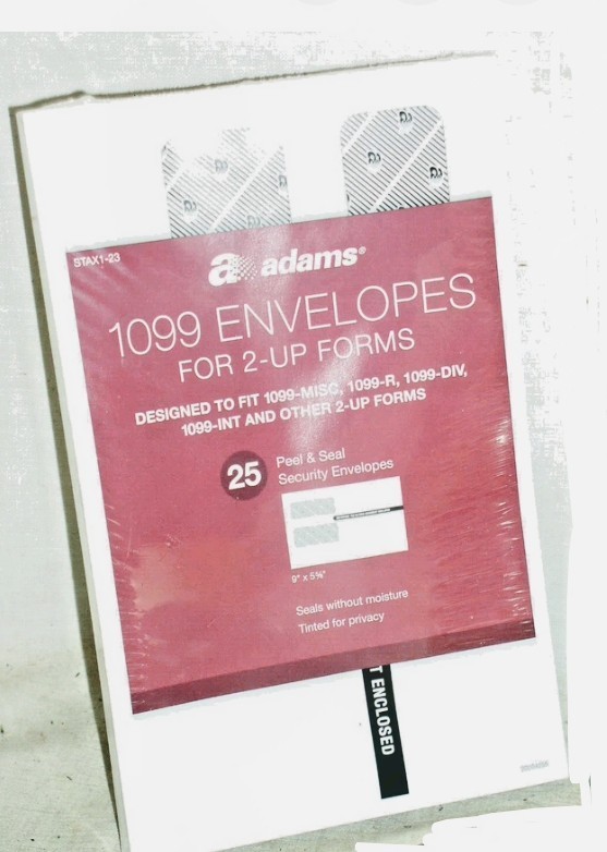 New 25 pk Adams 1099 ENVELOPES for 2-up tax forms Fits 1099 Misc +R+DIV+INT 2025