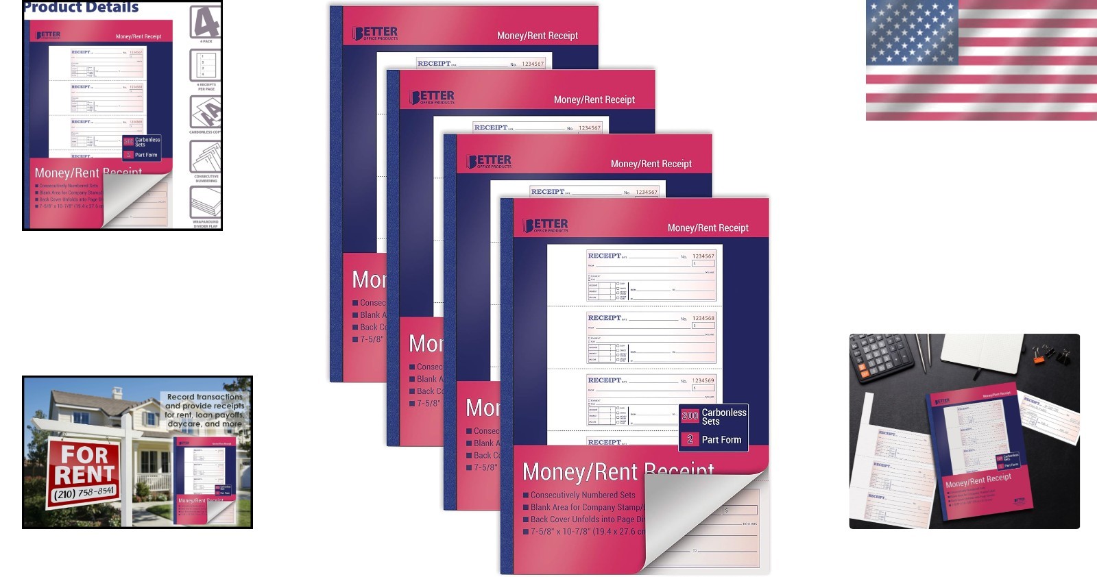 Carbonless Receipt Books 4 Pack 800 Sets Great for Business Transactions