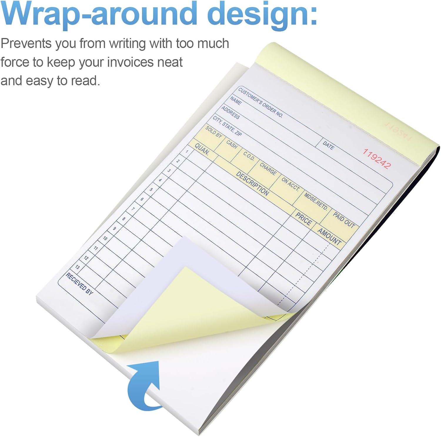 4-Pack Receipt Books 2-Part Carbonless (White/Yellow) 160 Total Sets