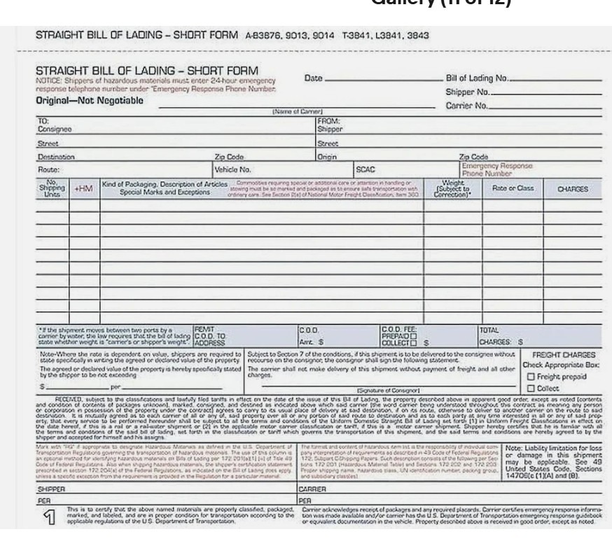Adams Bill of Lading Short Form, 8-1/2 x 7-7/16 Inches, White, 3-Part, 250-Count