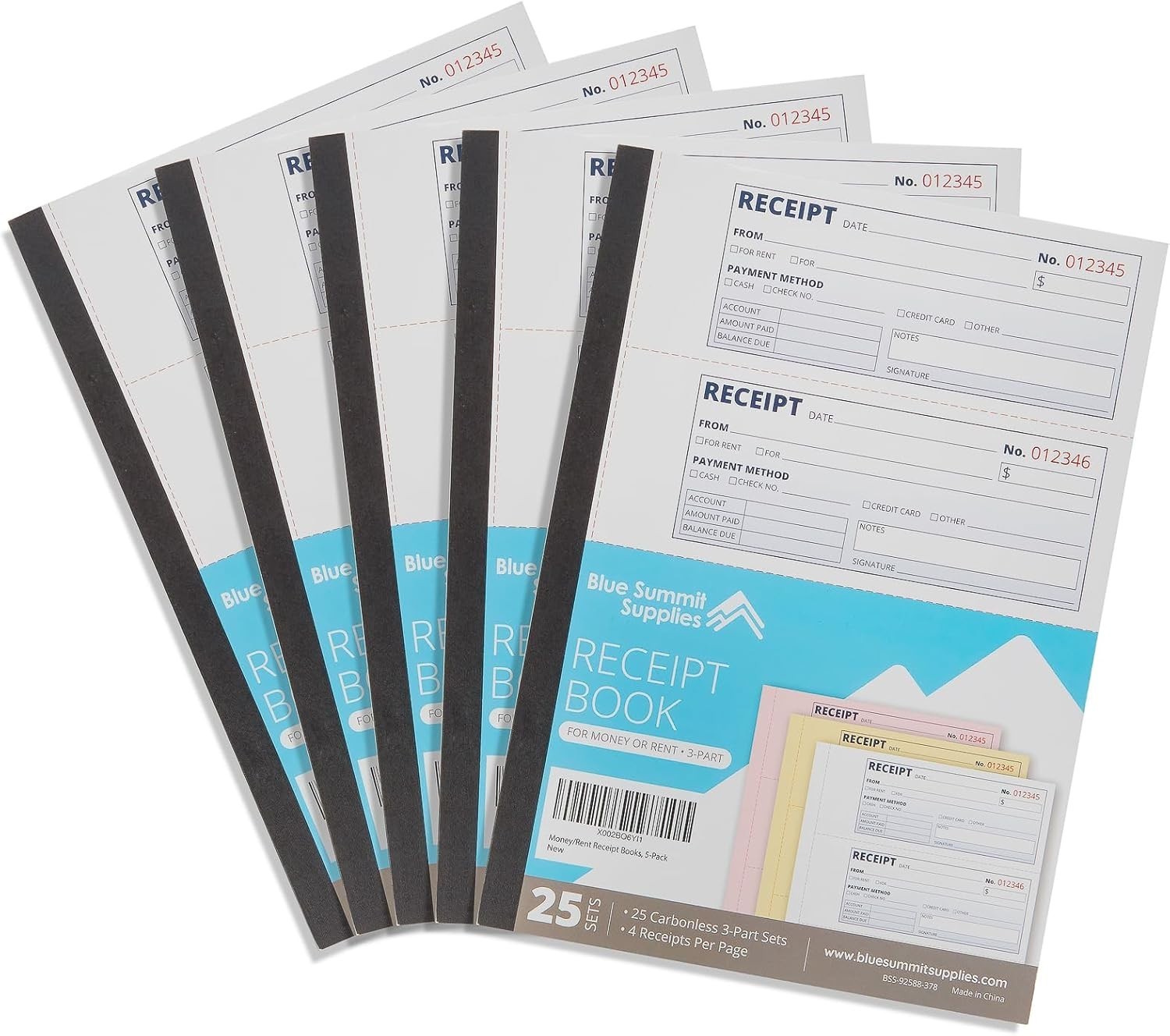 Organized Carbonless Rent Receipt Book with 500 Receipts, Perfect for Landlords