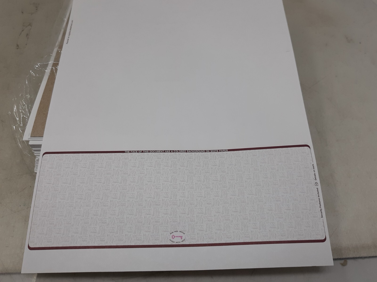 1500 Security Laser Checks Blank- Checks on Bottom (Gold)