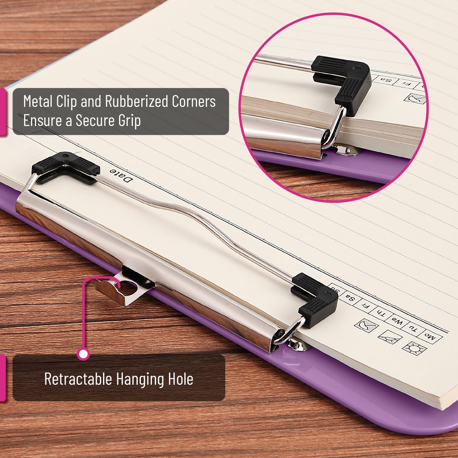 Mr. Pen- Plastic Clipboard, 12.5″ x 9″, 2 Pack Pastel Purple