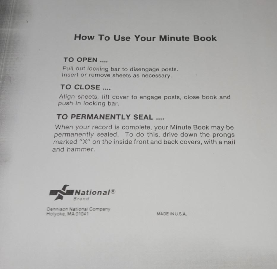 Vintage NATIONAL Blank Book Co Minute Book – Stockholders Ledger, Bookkeeping –