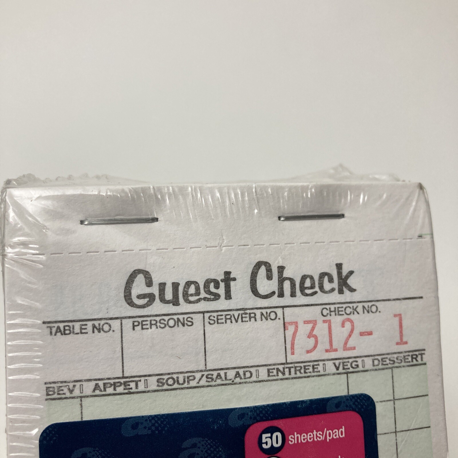 Guest Check Pads, Single Part, Perforated, White, 50 Sheets/Pad, 5 Pads Pack NEW