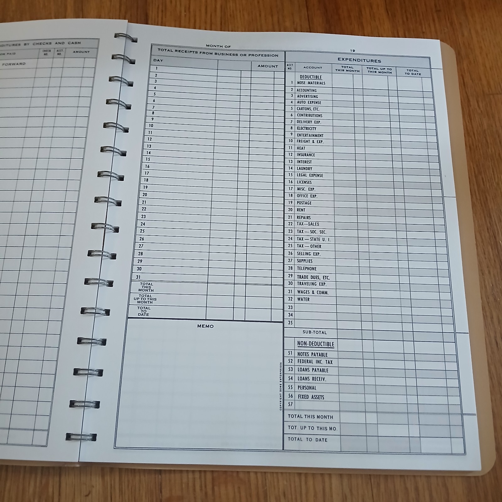 DOME Simplified Monthly Bookkeeping Record Book 1991 Spiral Bound New No. 612