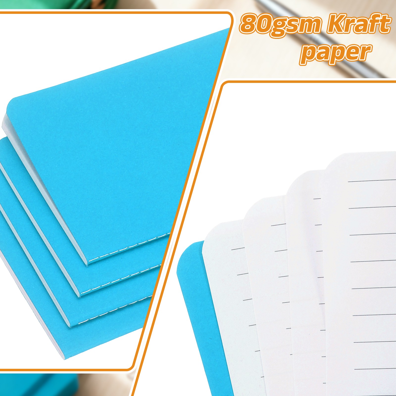 6 Pack A6 Notebook, A6 Journal Mini Notebook Pocket Kraft,Blue