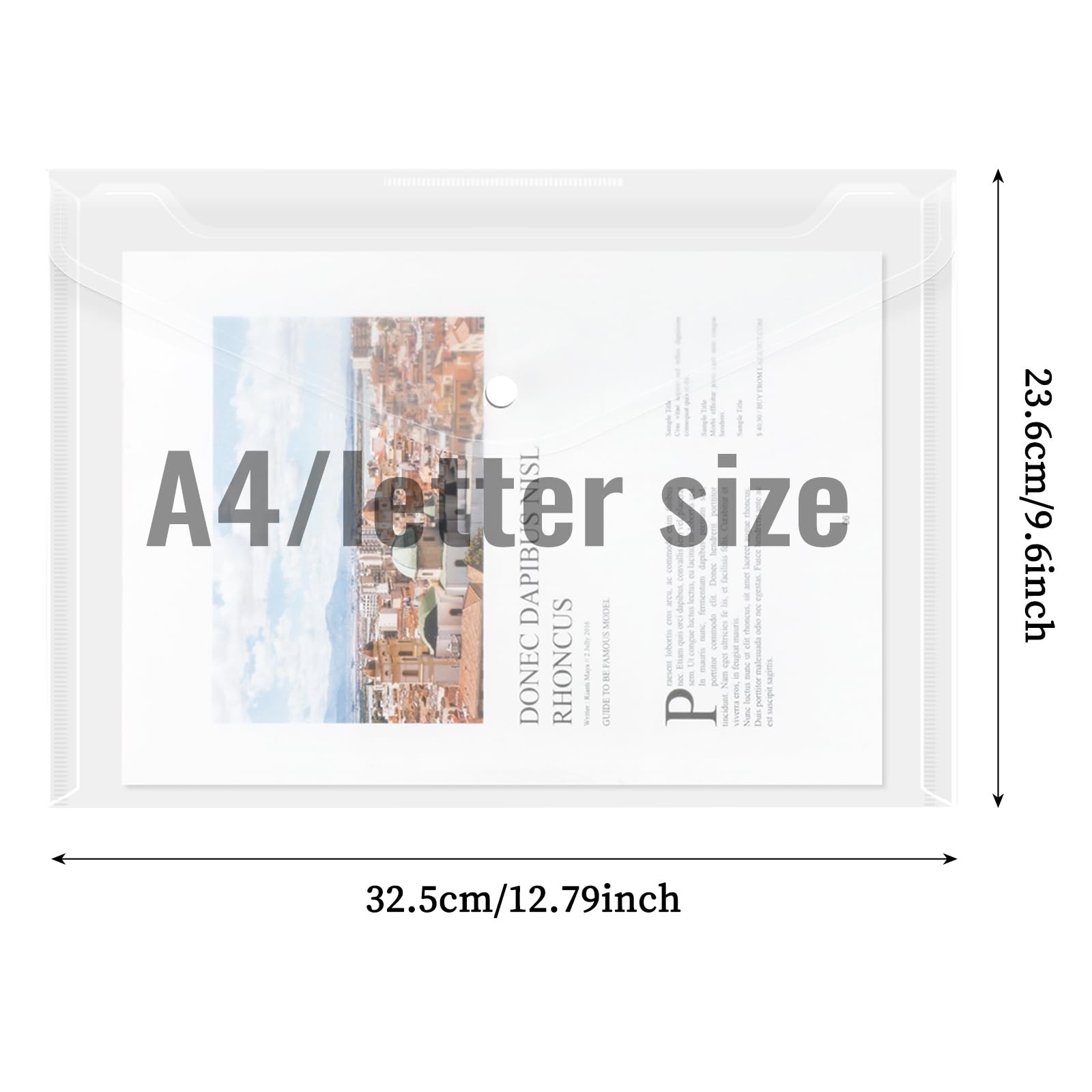 EOOUT 50pcs Plastic Envelopes with Button Snap A-50PCS, Transparent Color