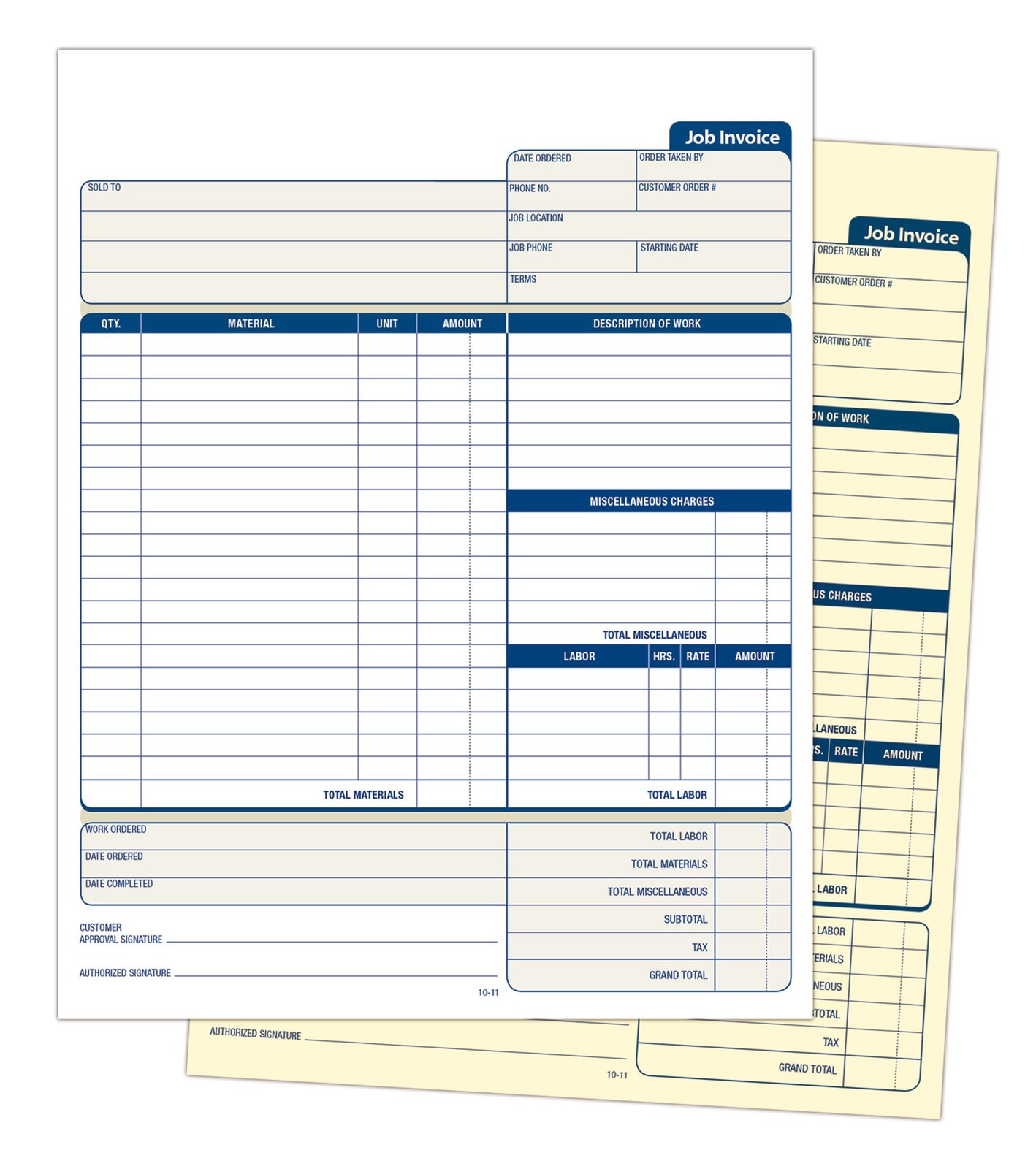 Work Order Forms, 2 Part Carbonless, 100 Sheets, 8.5×11, White