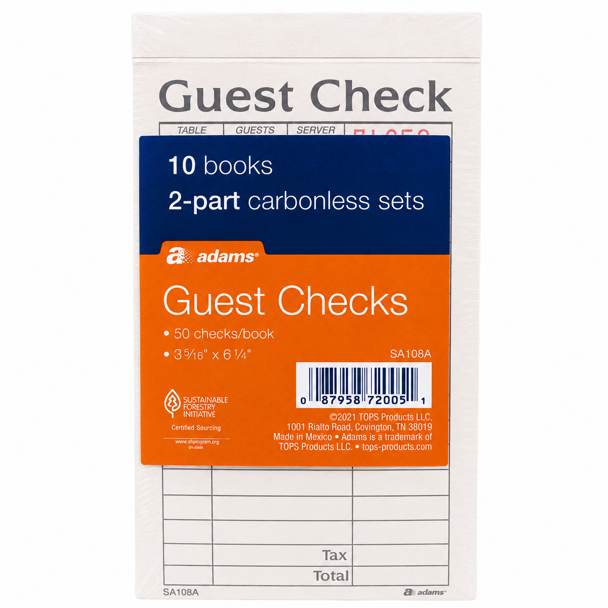 2-Part Carbonless Guest Checks 10 Books (50 Checks Per Book) **FREE Shipping**