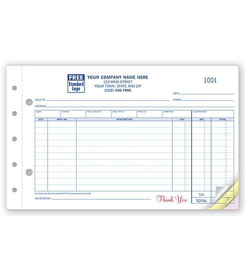 500 Auto Parts Sales Order Small w/ Side Stub / Nebs Deluxe No. 657 / 3 Part