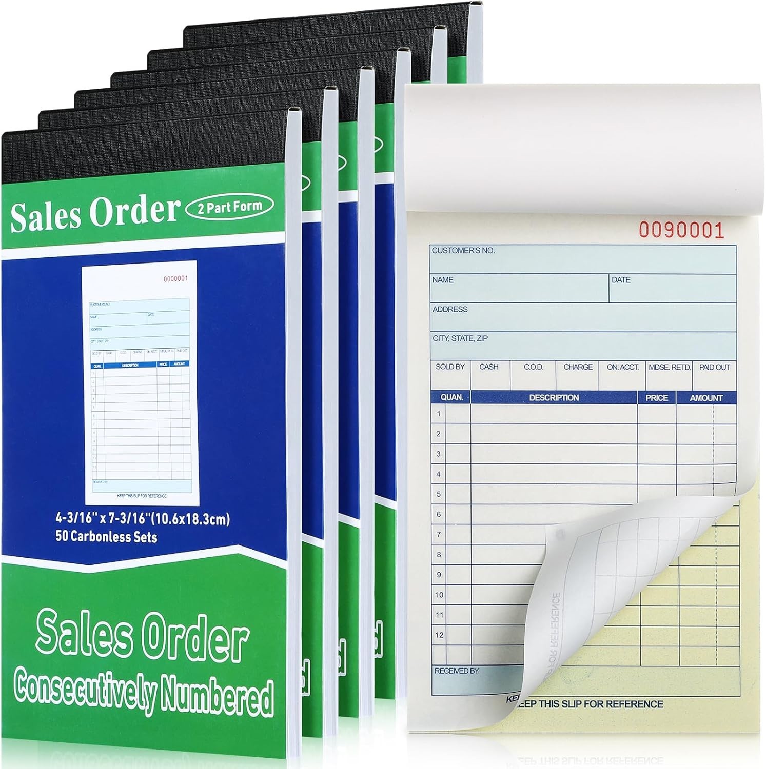 Efficient Carbonless Sales Order Book Set – 6 Pads, 50 Receipts Each
